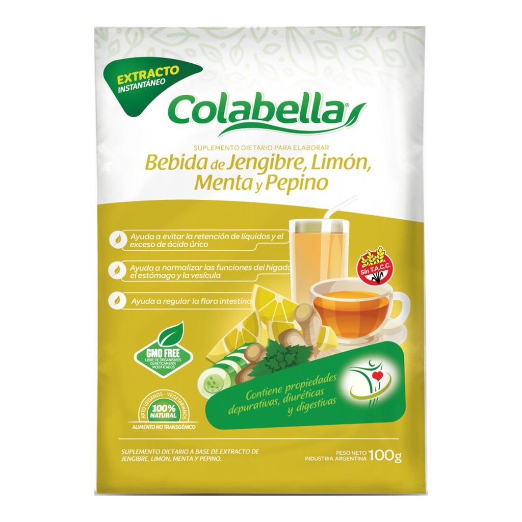 Bebida de Extracto de Jengibre; Limon y Menta en Polvo Digestivo x 100 g