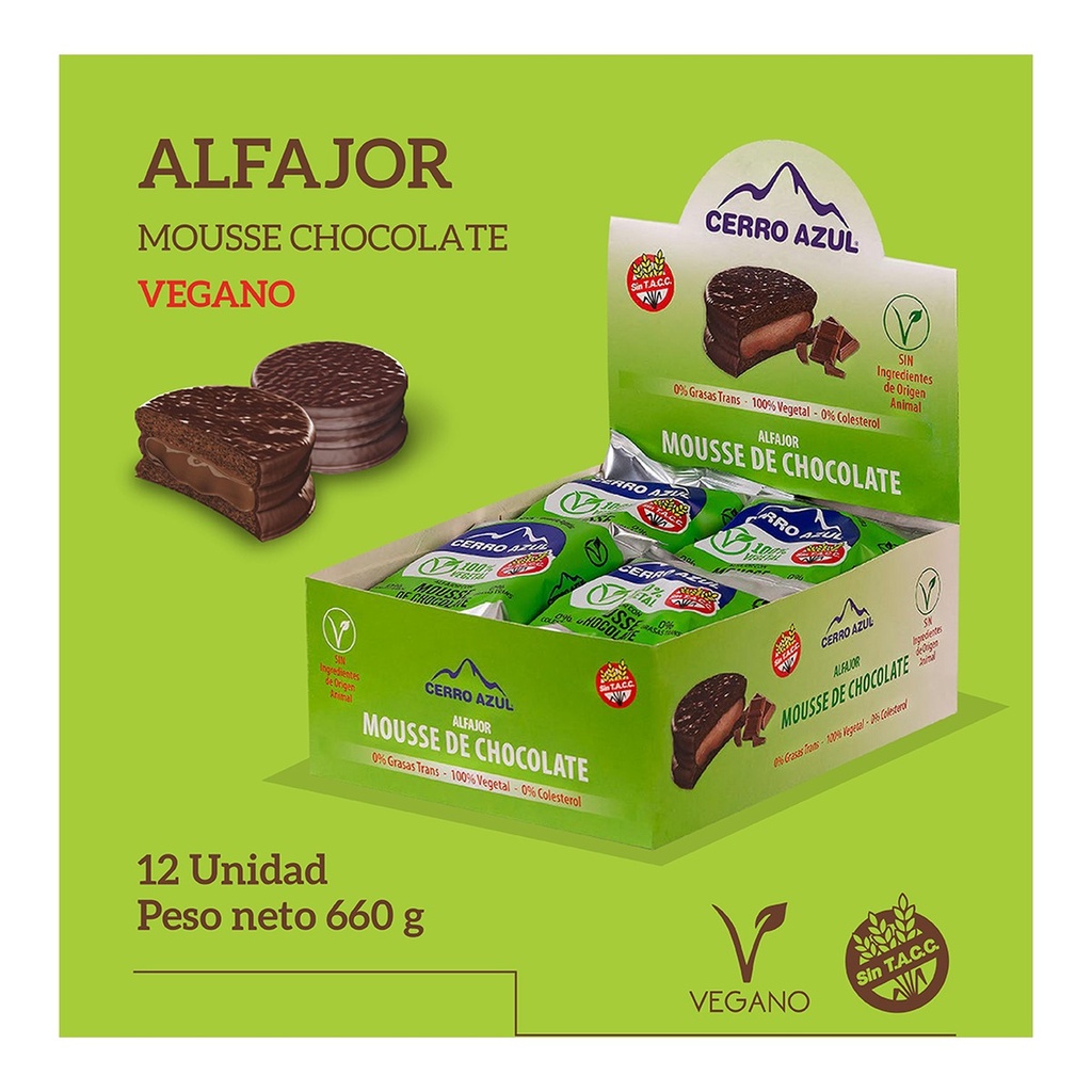 [2346] Alfajor Mousse de Chocolate (Vegano) x 12 un