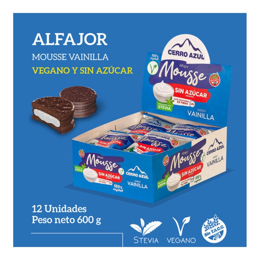 [2345] Alfajores Mouse de Vainilla con estevia (Vegano) x 12 un