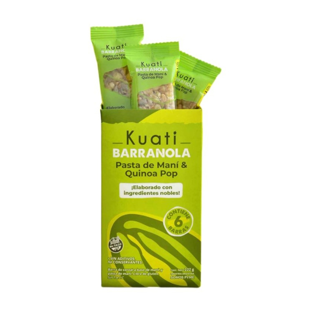 Barranola de pasta de mani y quinoa pop CA x 37 g
